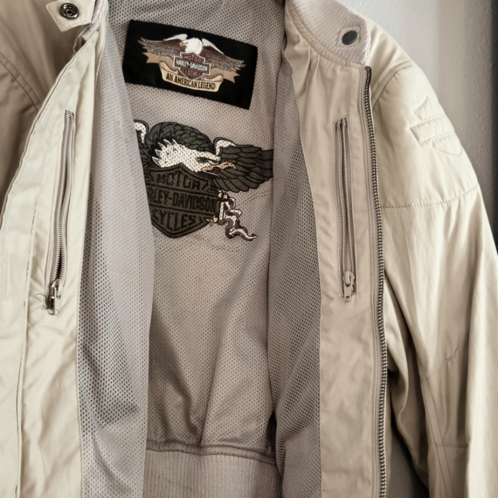 Harley-Davidson Womens Beige Bomber Style Riding Jacket Size XL - Picture 3 of 13